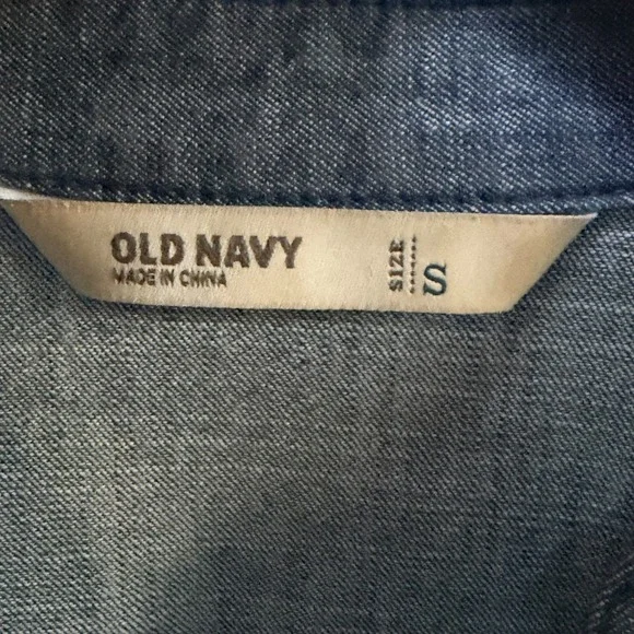 Old Navy Womens Chambray Denim Shirt Dress Small Button Front Pockets Coquette - Picture 6 of 7